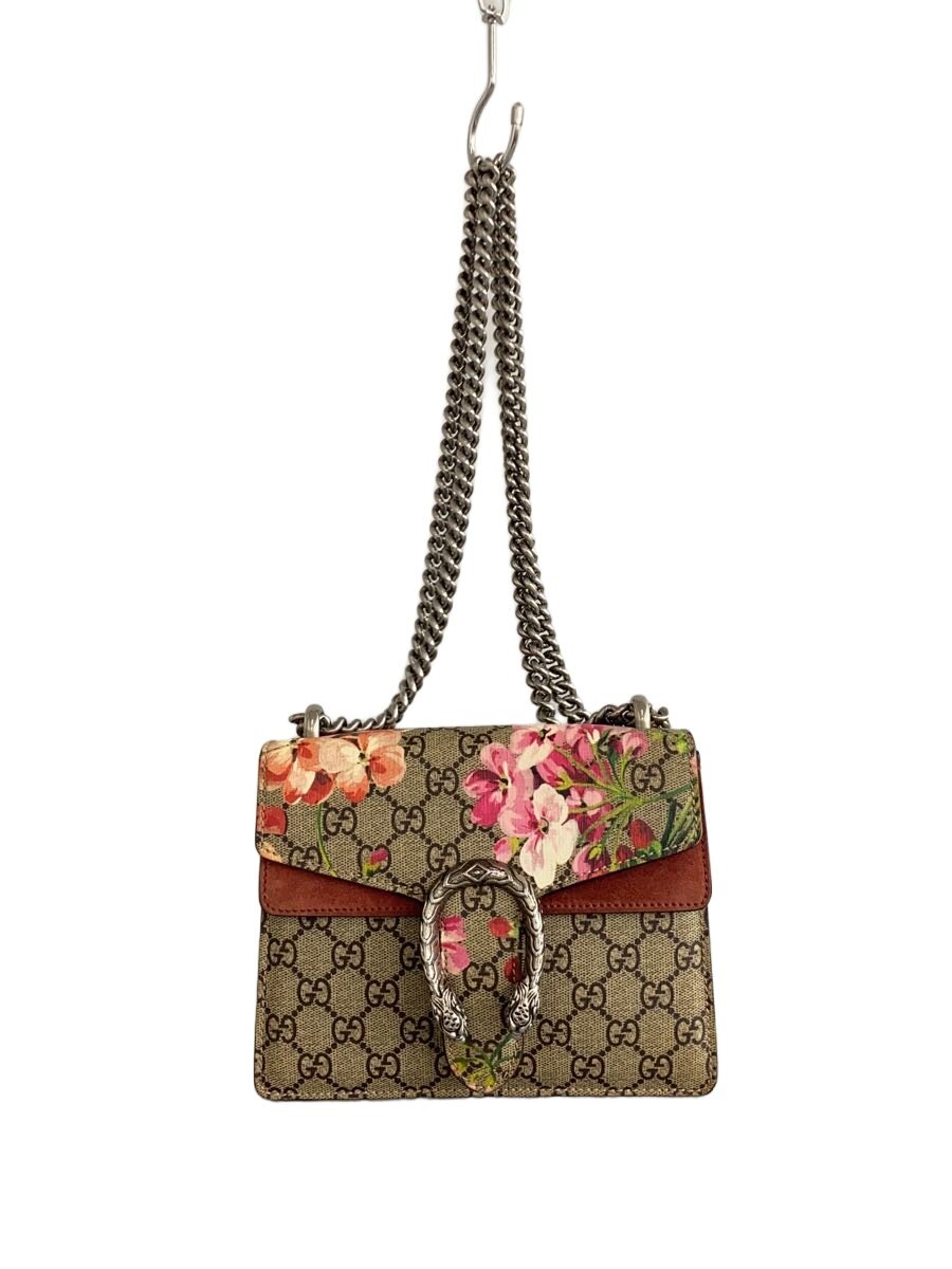 【中古】GUCCI◆チェーン店・ショルダーバッグ_ディオニュソス_GGブルームス/帆布/BEG/花柄【御徒面子】