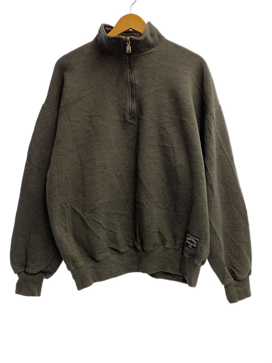 【中古】RUSSELL ATHLETIC◆90s/USA製/ハーフジップスウェット/XL/綿織物/薄墨色【メンズウェア】
