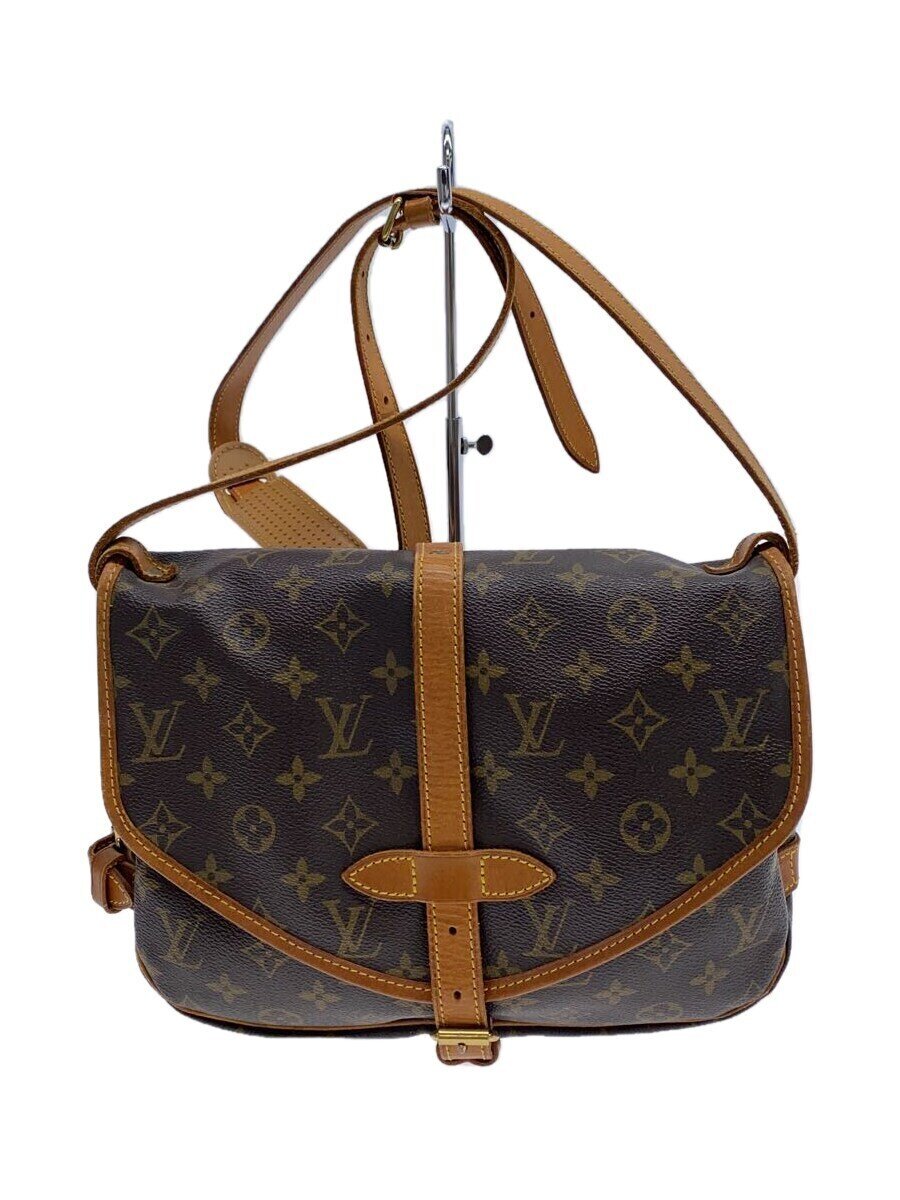 【中古】LOUIS VUITTON◆1)ソミュール30_モノグラム・帆布_BRW/PVC/BRW/総柄【御徒面子】