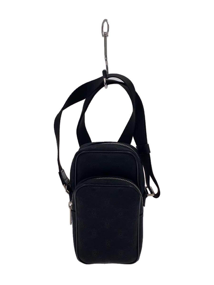 【中古】CELINE◆飛脚屋御徒面子/ショルダーバッグ/ナイロン/BLK/黒/トリオンフ【御徒面子】
