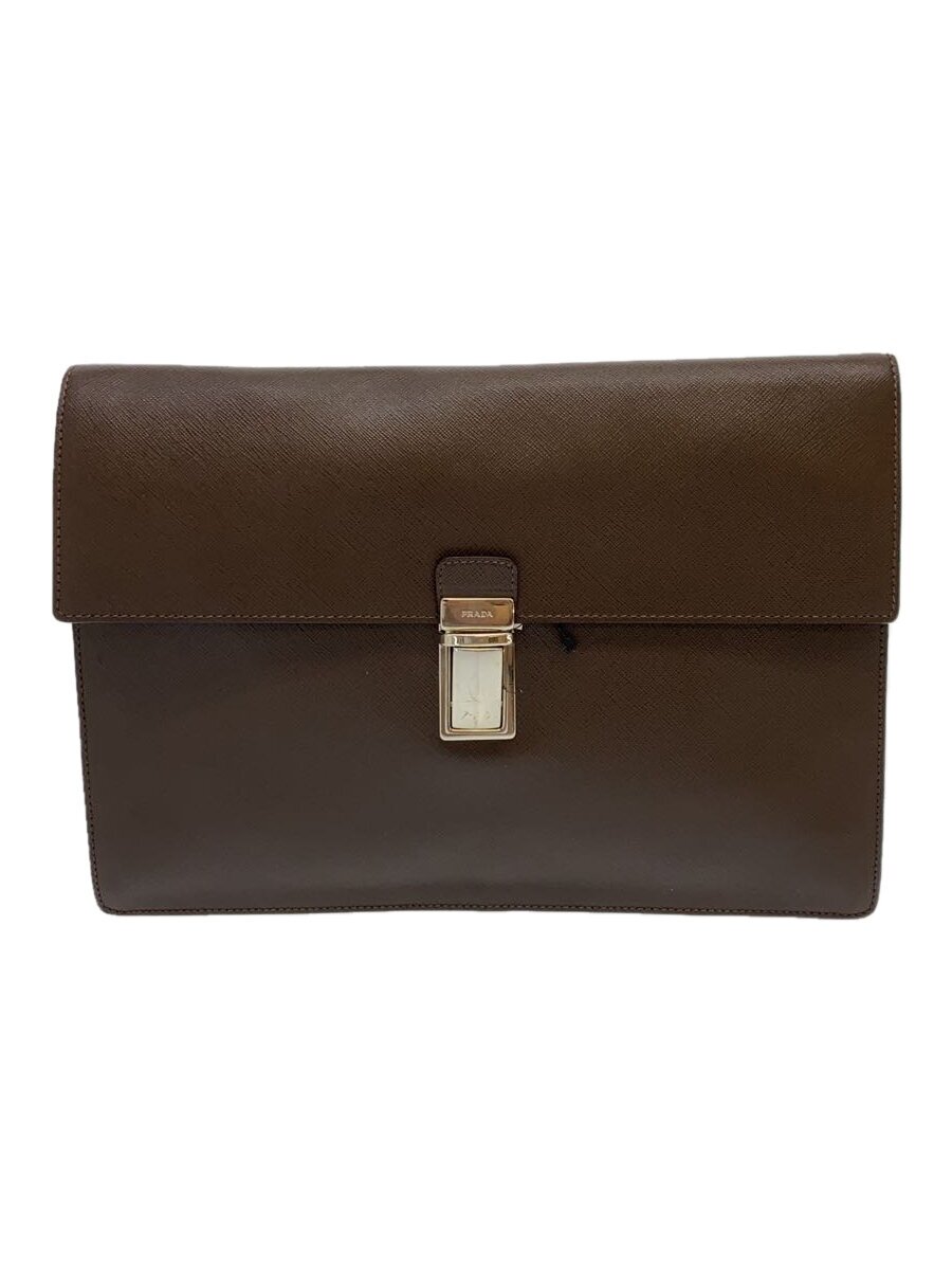 【中古】PRADA◆SAFFIANO TRAVEL/サフィアーノ/二番目御徒面子/PVC/BRW/無地/VR0089【御徒面子】