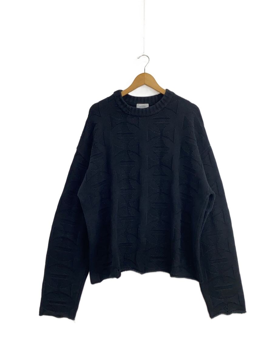 【中古】ASKYURSELF◆Raw Mono Cross Knit/編み物・スウェーター(朦々たる)/XL/綿織物/BLK【メンズウェア】