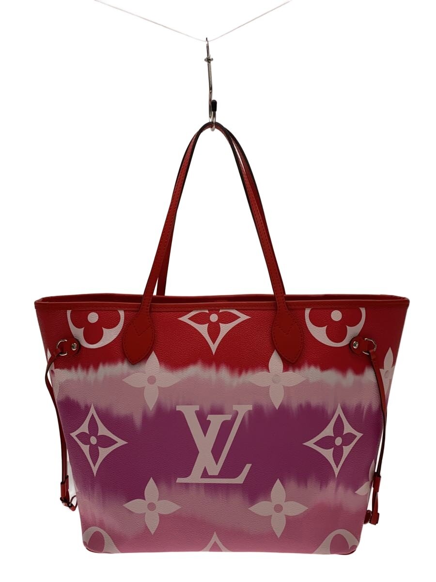 【中古】LOUIS VUITTON◆ネヴァーフルMM_LVエスカル/モノグラム/トートバッグ/なめし革/RED/総柄/M45127//【御徒面子】