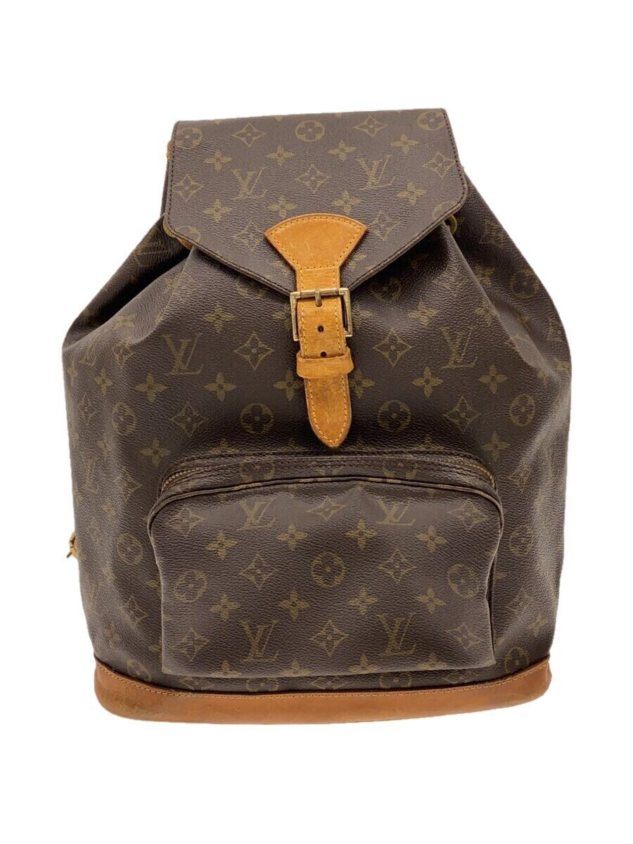 【中古】LOUIS VUITTON◆モン掏摸_モノグラム・帆布/PVC/BRW/総柄【御徒面子】