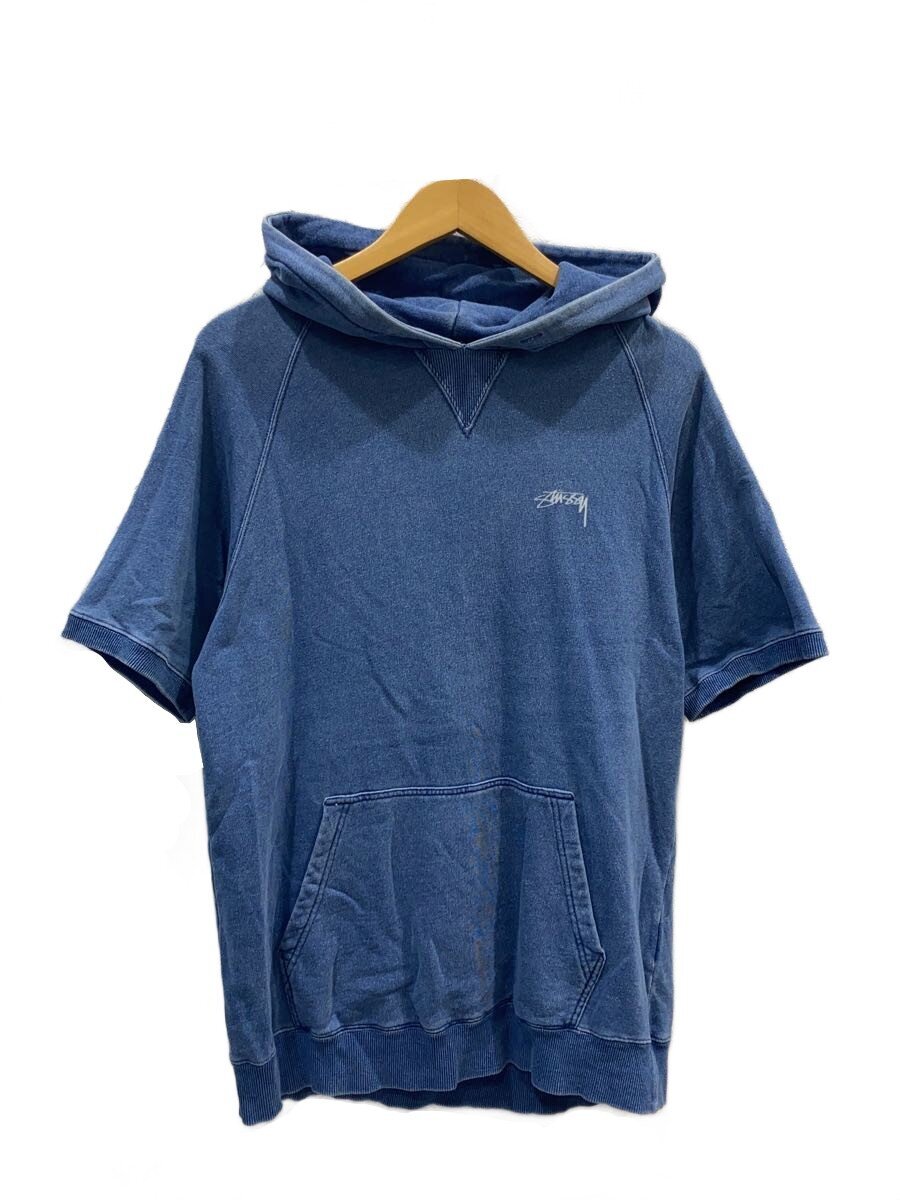 【中古】STUSSY◆半袖パーカー/M/綿織物/IDG/無地【メンズウェア】