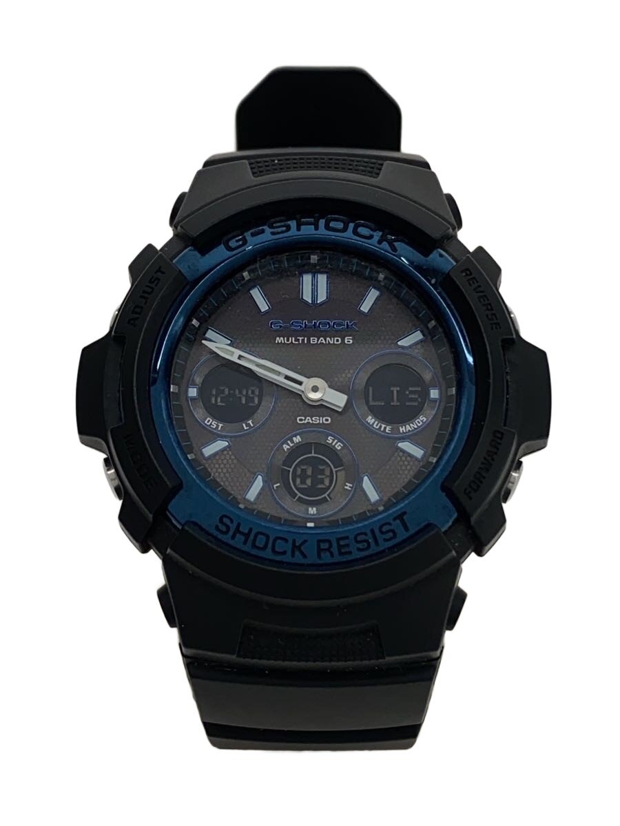 【中古】CASIO◆ソーラーウオッチ・G-SHOCK/デジアナ/天然ゴム/BLK/BLK【服飾雑貨他】