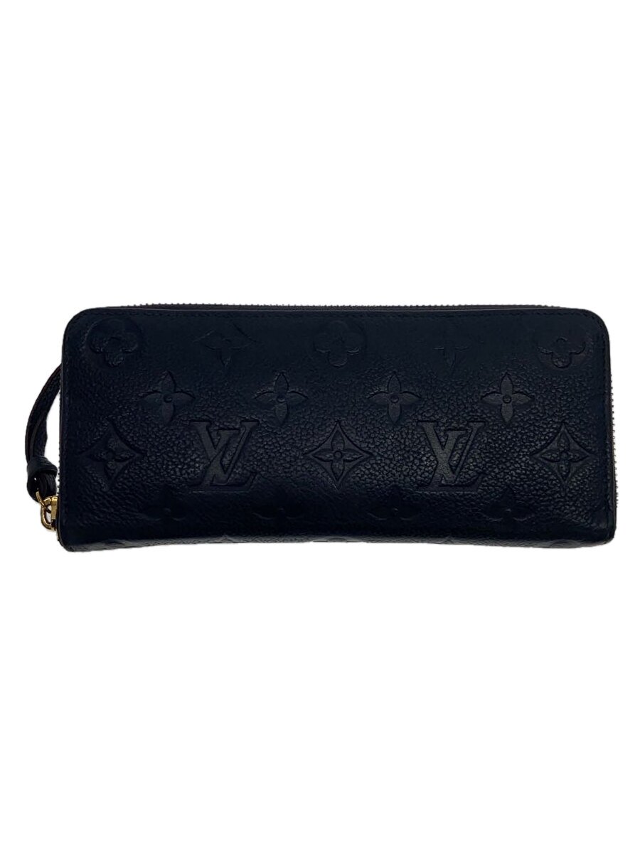 【中古】LOUIS VUITTON◆ポルト・フォイユ・クレマンス_モノグラム・アン工業プラント_NVY/なめし革/NVY/総柄/レディース【服飾雑貨他】