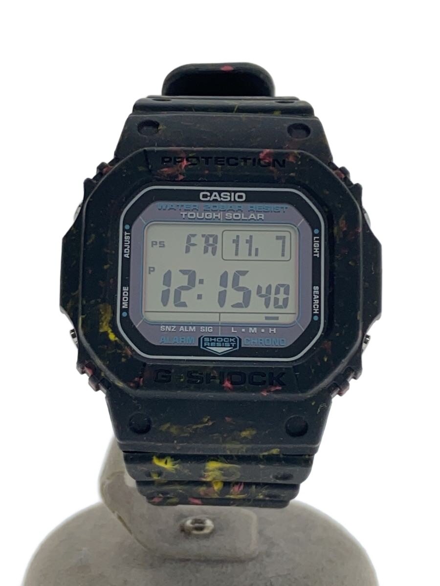 【中古】CASIO◆ソーラーウオッチ_G-SHOCK/デジタル/天然ゴム/BLK/マルチ色つや【服飾雑貨他】