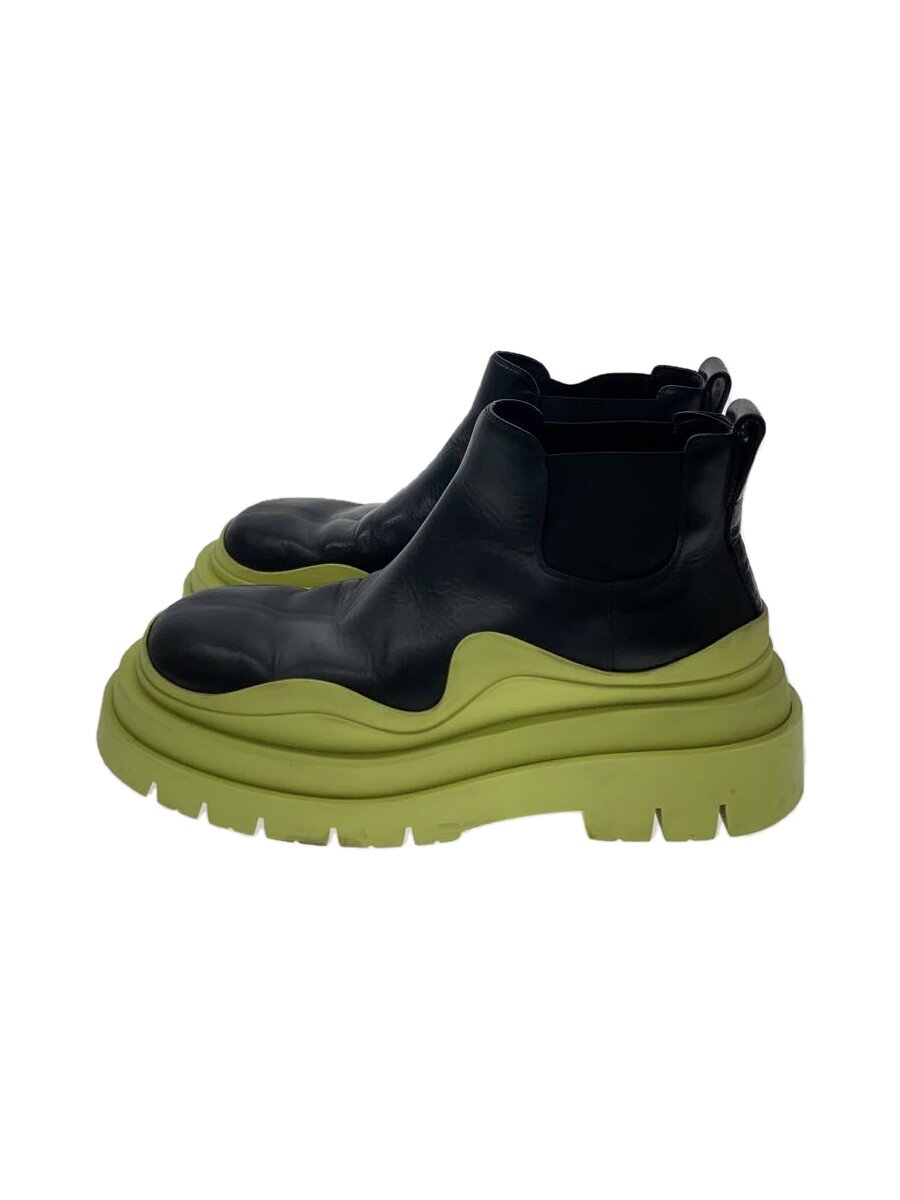 【中古】BOTTEGA VENETA◆TIRE BOOT タイアブーツ/遊撃手ブーツ/38/黒いこと 黄色/なめし革【シューズ】