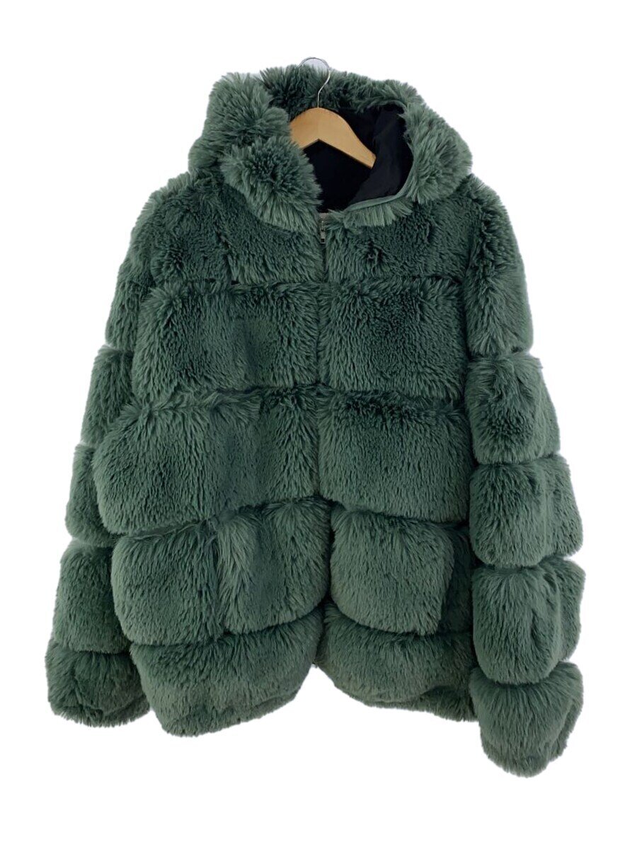 【中古】Supreme◆21AW/Faux Fur Hooded jacket/XL/ポリエステル/GRN/無地【メンズウェア】