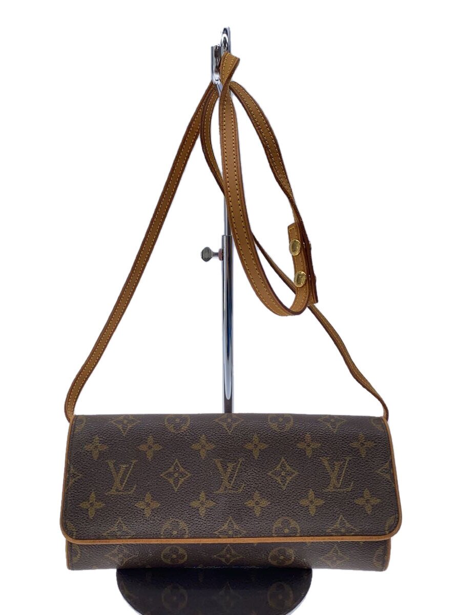 【中古】LOUIS VUITTON◆ポシェット・ツインPM_モノグラム・帆布_BRW/PVC/BRW//【御徒面子】