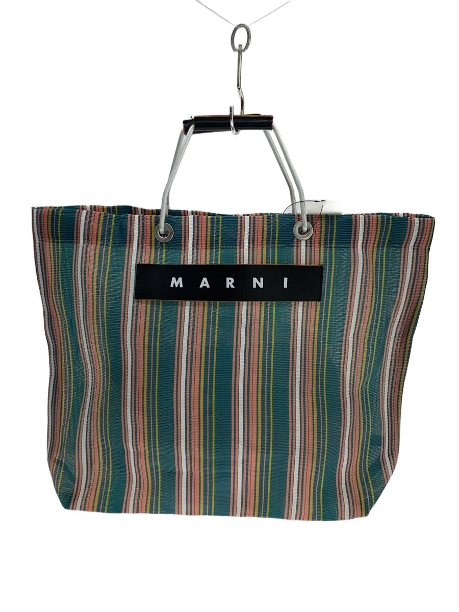 【中古】MARNI◆トートバッグ/ポリエステル/マルチ色つや/縞模様【御徒面子】