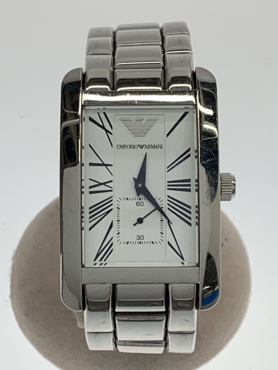 【中古】EMPORIO ARMANI◆石英ウオッチ/アナログ/ステンレス鋼/WHT/SLV/SS/ar0145【服飾雑貨他】