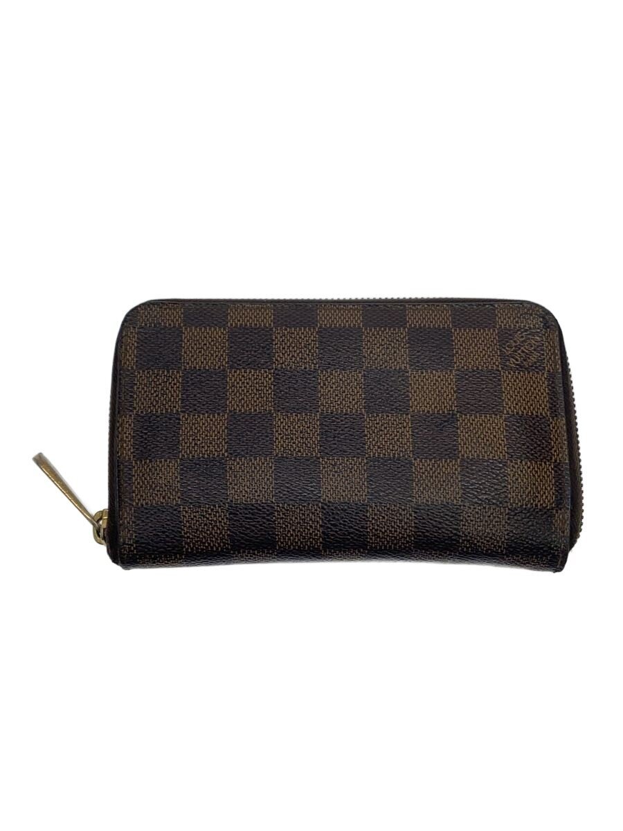 【中古】LOUIS VUITTON◆ジッピー・コンパクトウォレット_ダミエ・エベヌ/PVC/BRW/レディース【服飾雑貨他】