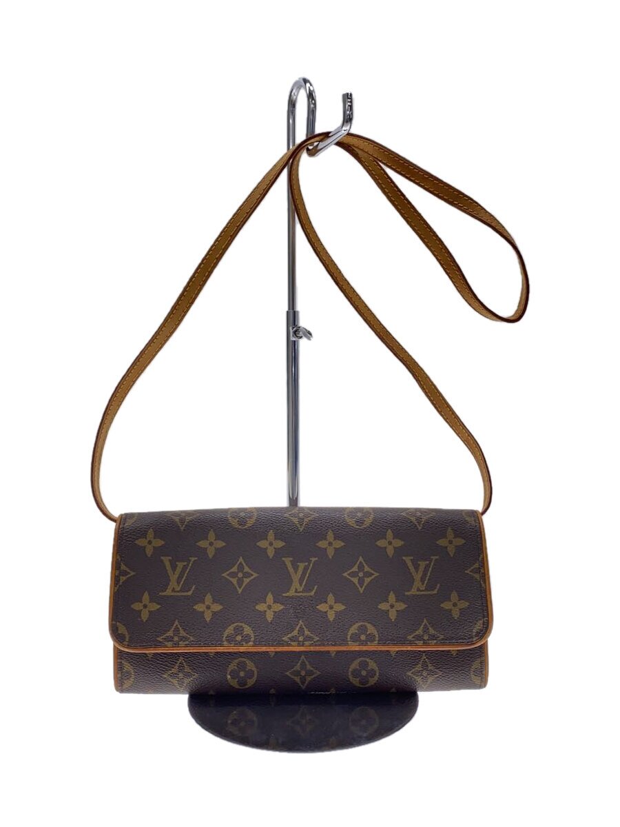 【中古】LOUIS VUITTON◆ポシェット・ツインGM_モノグラム・帆布_BRW/PVC/BRW/総柄【御徒面子】
