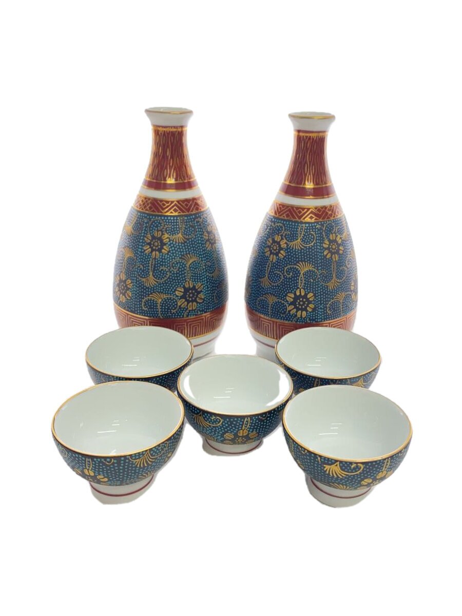 【中古】九谷焼◆和食器その他/7点セット/BLU/九谷焼/とっくり/おちょこ【キッチン用品】