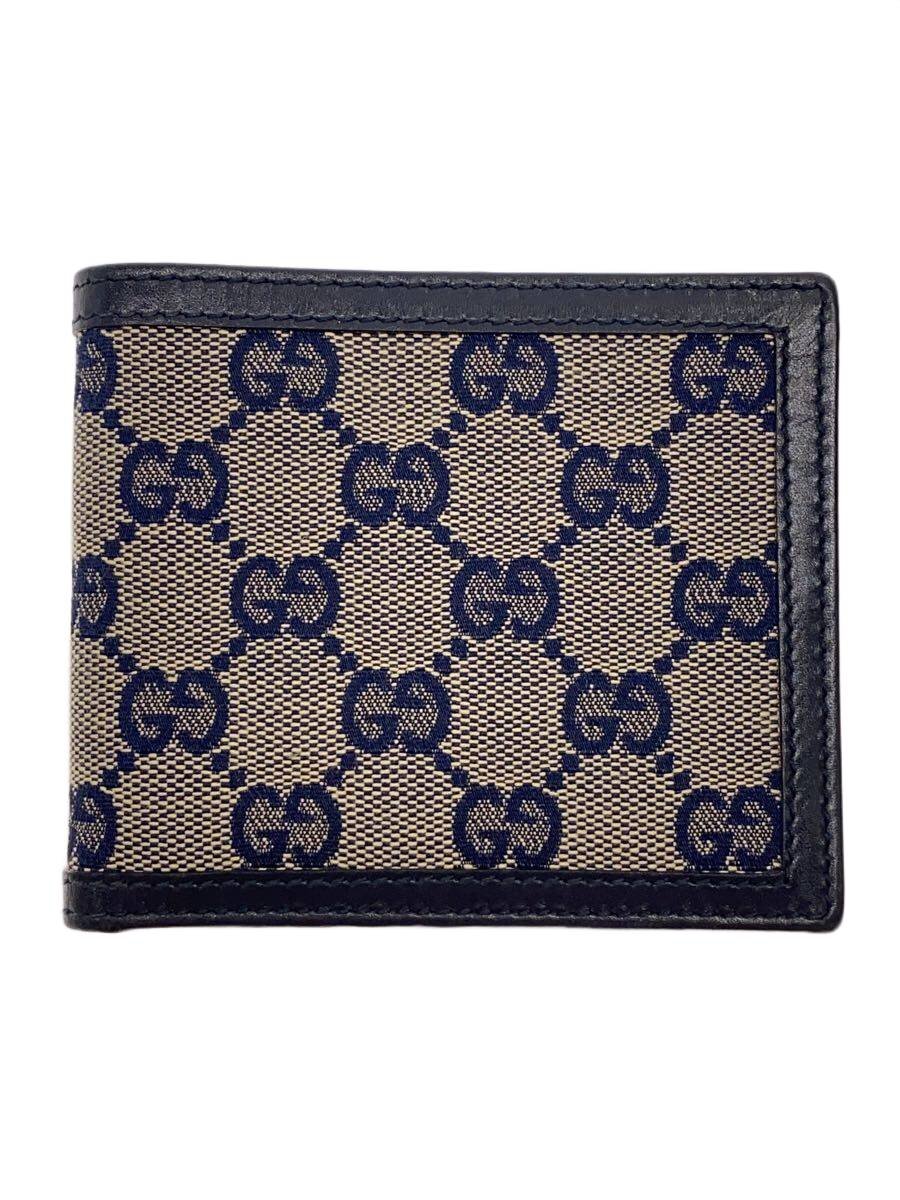 【中古】GUCCI◆2つ折り紙入れ/--/NVY/総柄/メンズ【服飾雑貨他】
