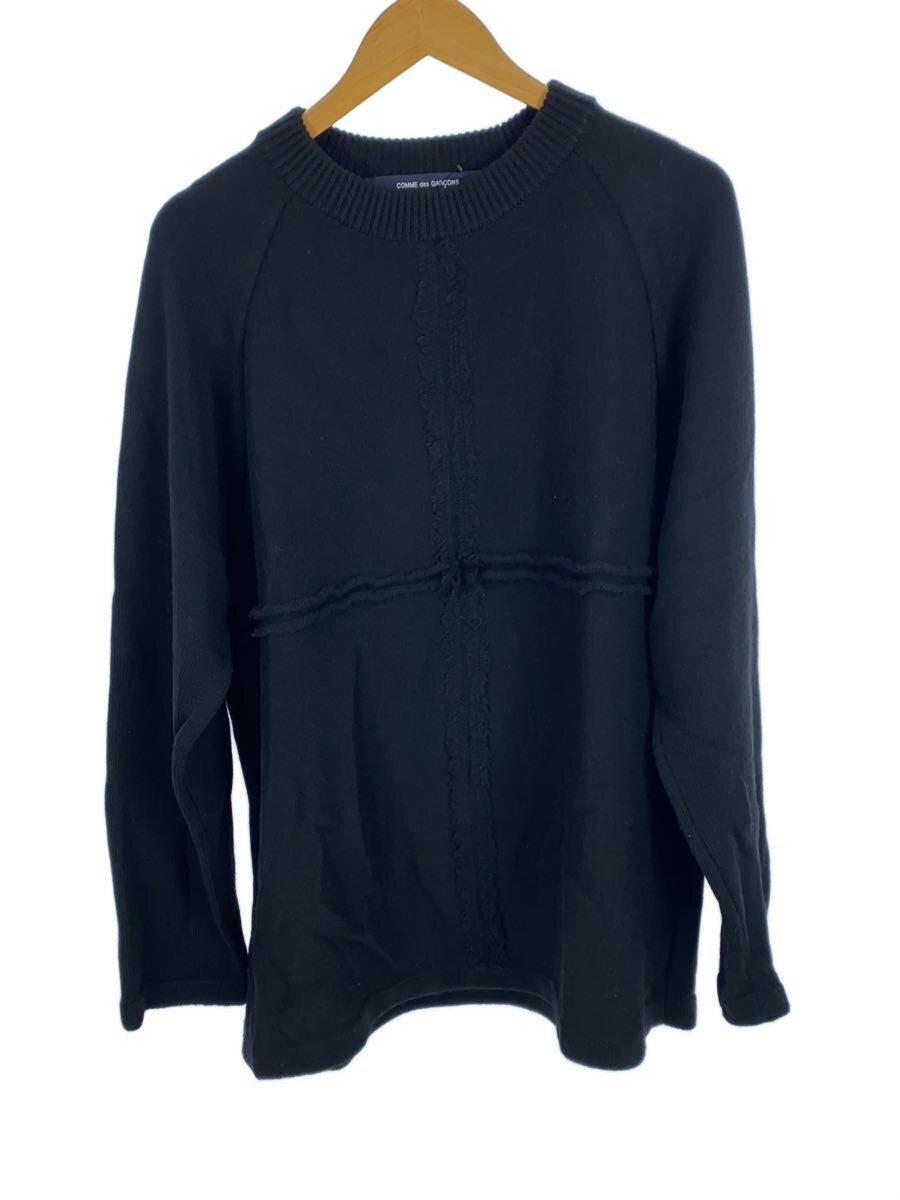 【中古】COMME des GARCONS HOMME◆編み物・ティーシャツ(朦朦たる)/L/羊毛/黒いこと/HP-N006//【メンズウェア】