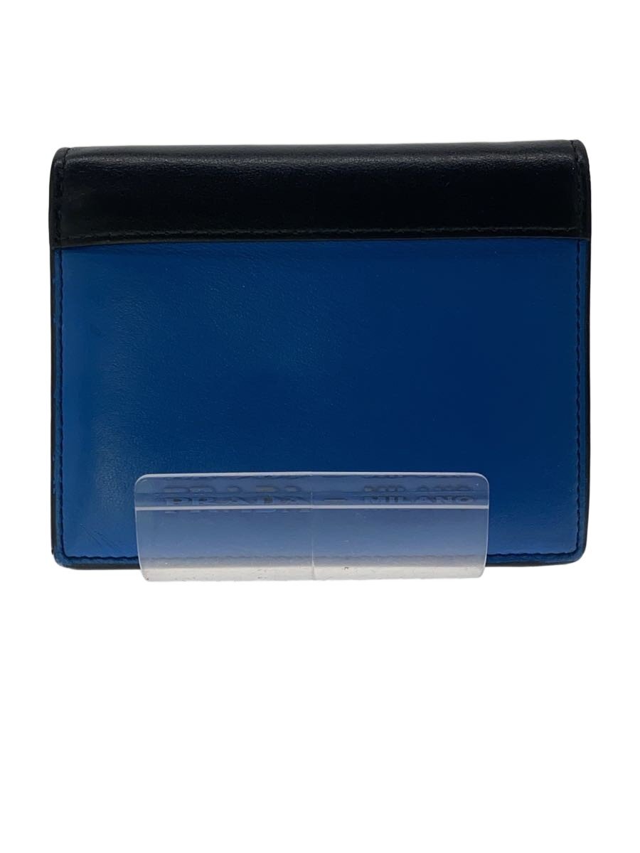 【中古】PRADA◆2つ折り金入れ/なめし革/BLU/レディース【服飾雑貨他】