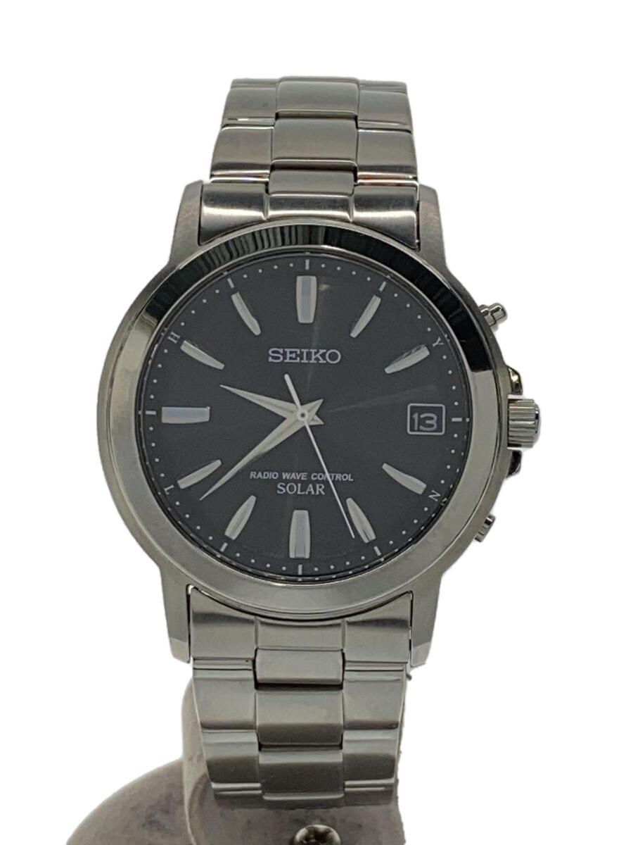 【中古】SEIKO◆ソーラーウオッチ/アナログ/ステンレス鋼/BLK/SLV/7B52-0AF0【服飾雑貨他】