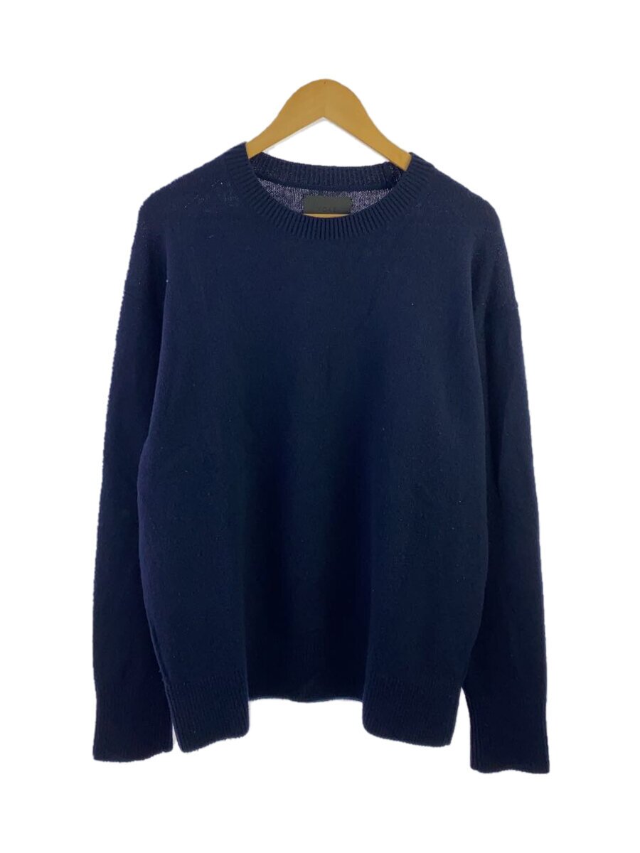 【中古】YOKE◆24FW/PAINTED ELBOW PATCH SWEATER/編み物・スウェーター(朦々たる)/3/羊毛/NVY【メンズウェア】