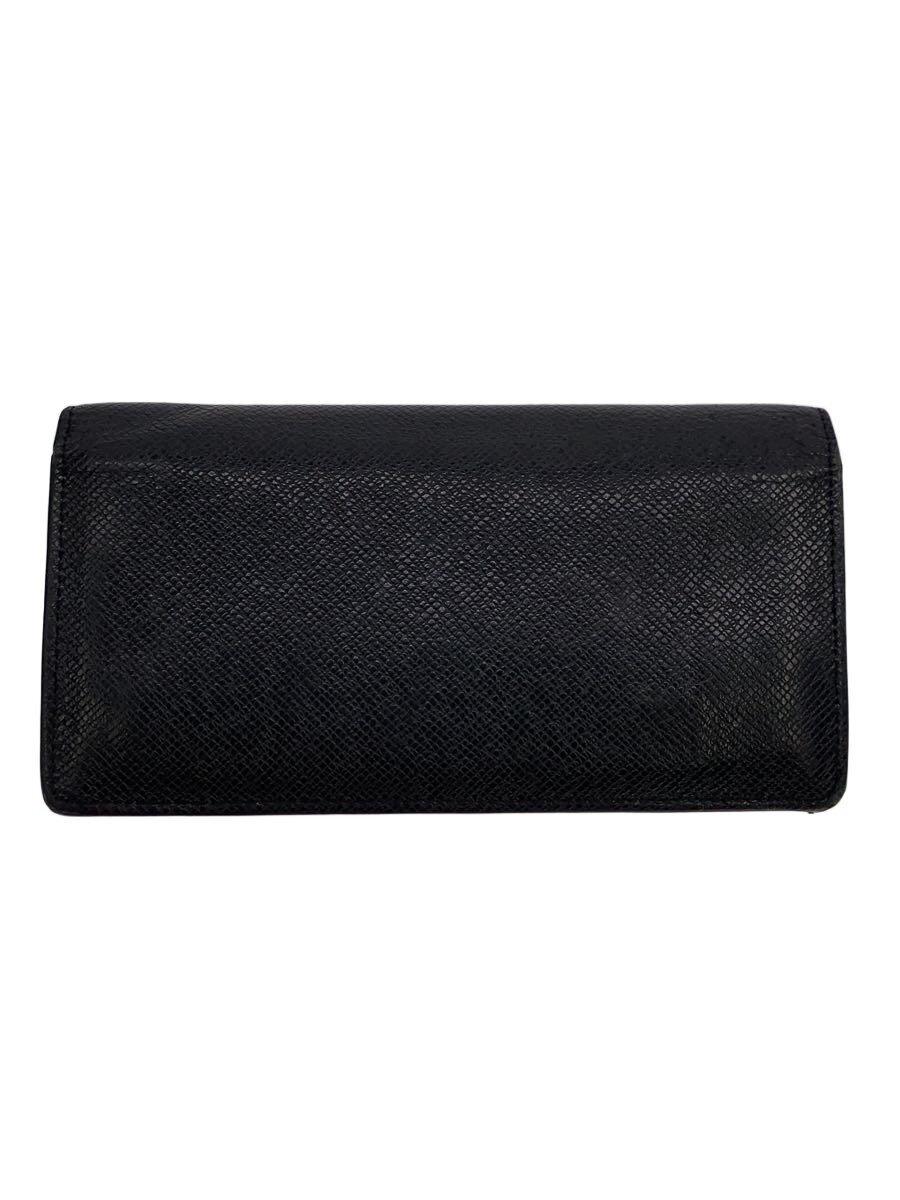【中古】LOUIS VUITTON◆ポルト・フォイユ・ブラザ_引き分けガ/牛皮/BLK/無地/メンズ【服飾雑貨他】