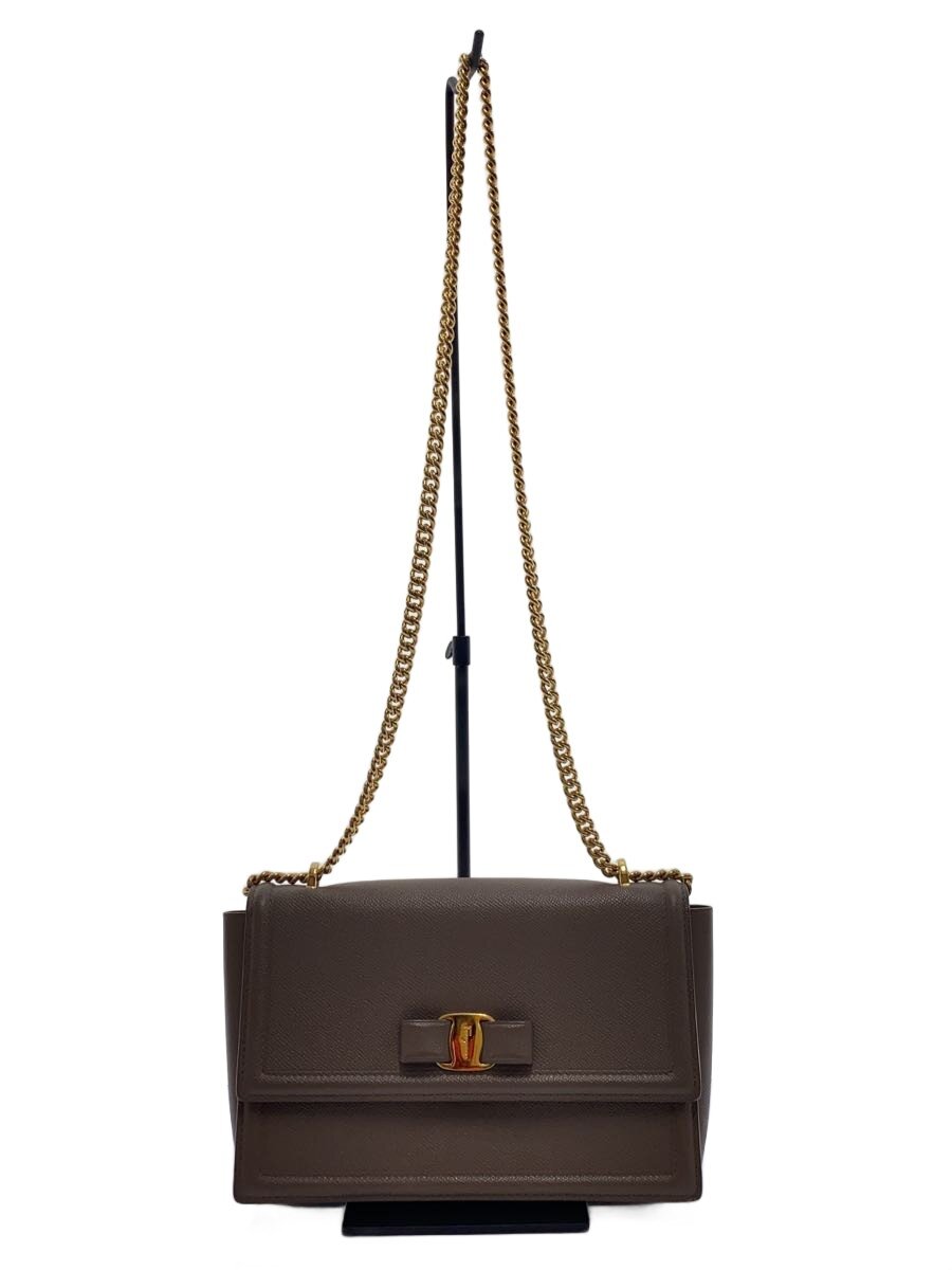 【中古】Salvatore Ferragamo◆GINNY/ショルダーバッグ/なめし革/BEG【御徒面子】