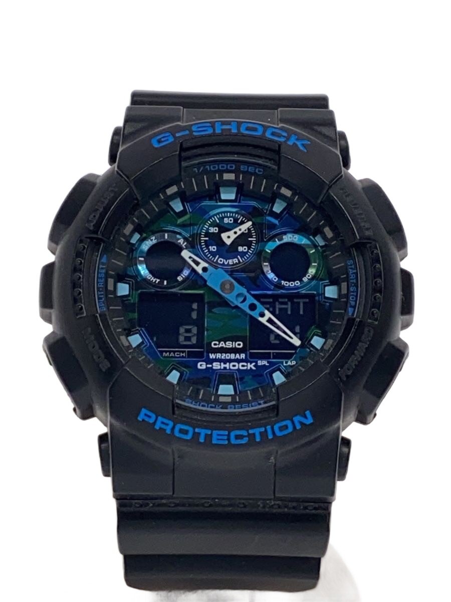 【中古】CASIO◆石英ウオッチ・G-SHOCK/デジアナ/天然ゴム/BLK/BLK【服飾雑貨他】
