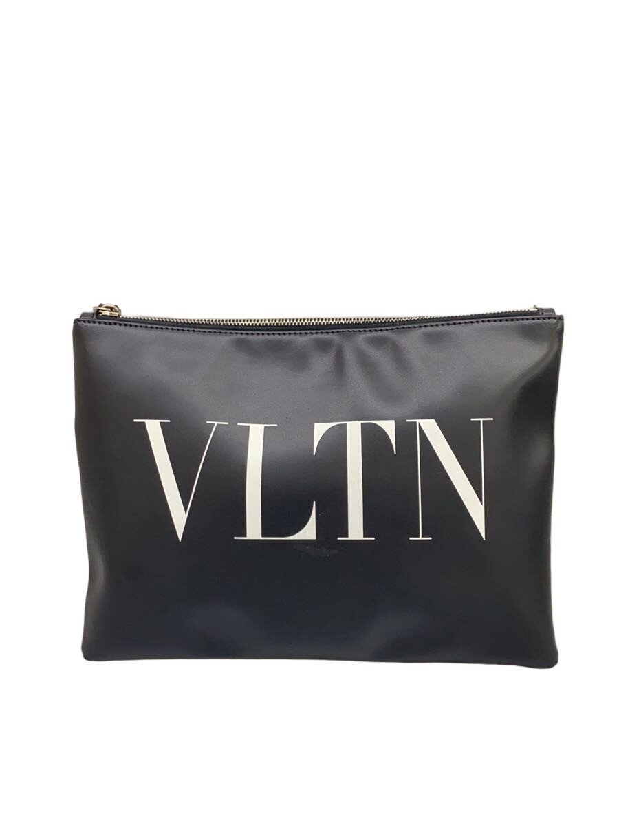 【中古】VALENTINO◆合切袋/なめし革/BLK/無地【御徒面子】