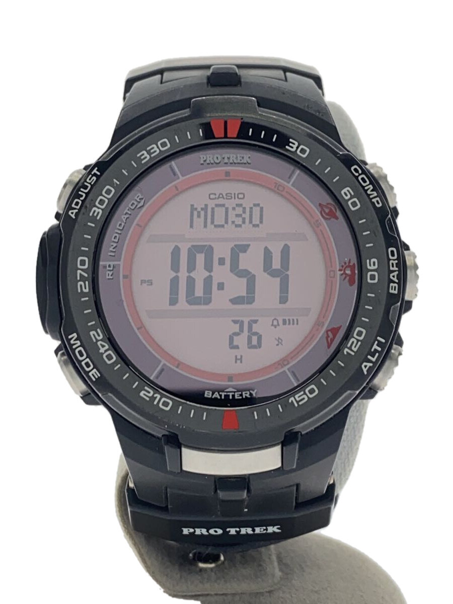 【中古】CASIO◆ソーラーウオッチ・PROTREK/デジタル/BLK/BLK/SS【服飾雑貨他】