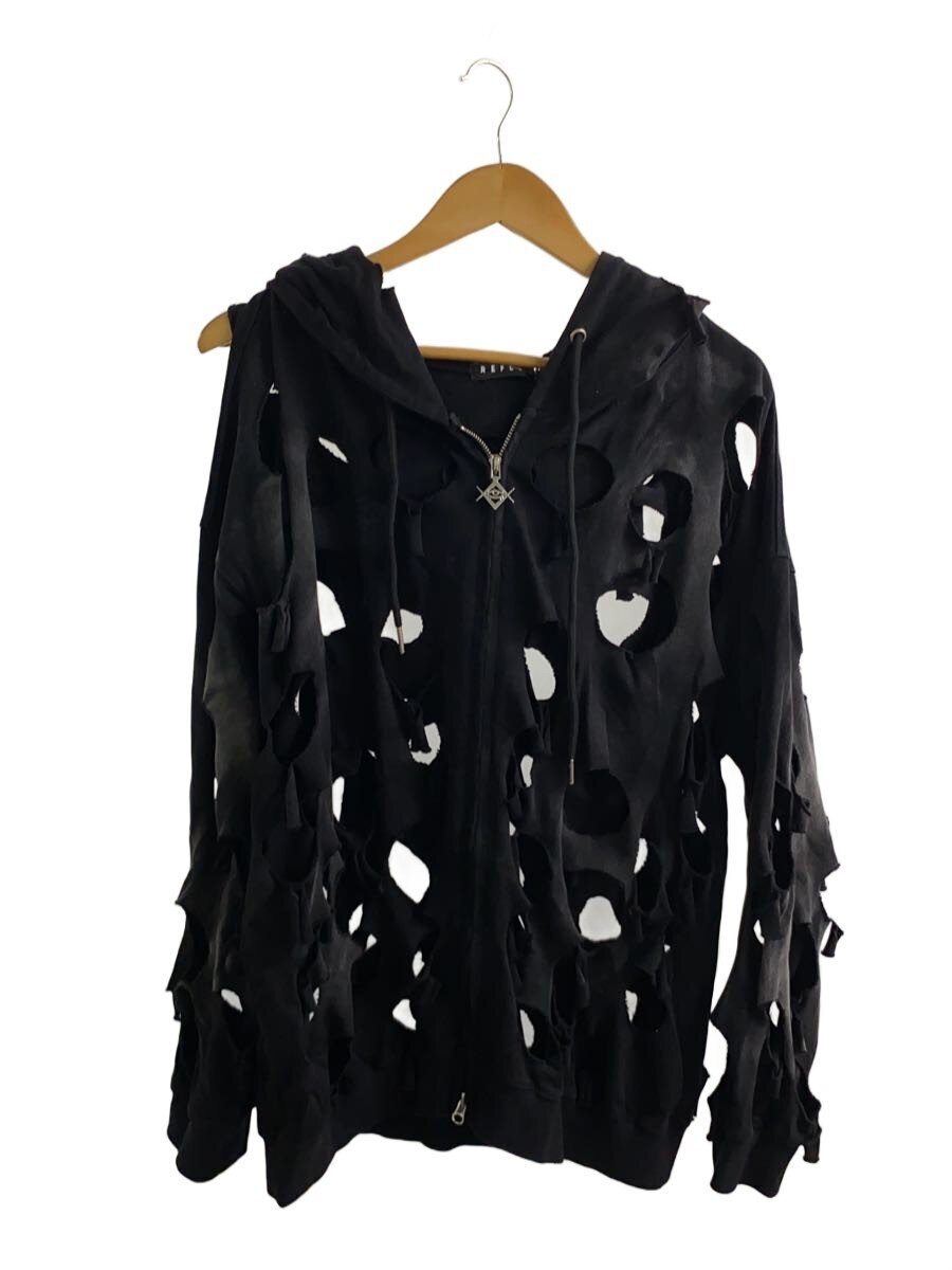 【中古】REFLEM◆ジップパーカー/FREE/綿織物/BLK/無地/RF25-E10【レディース御召しもの】