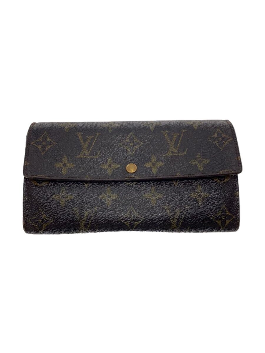 【中古】LOUIS VUITTON◆ポシェット・ポルト・モネ・クレディ_モノグラム・帆布_BRW/PVC/赤銅色/総柄/レディース【服飾雑貨他】