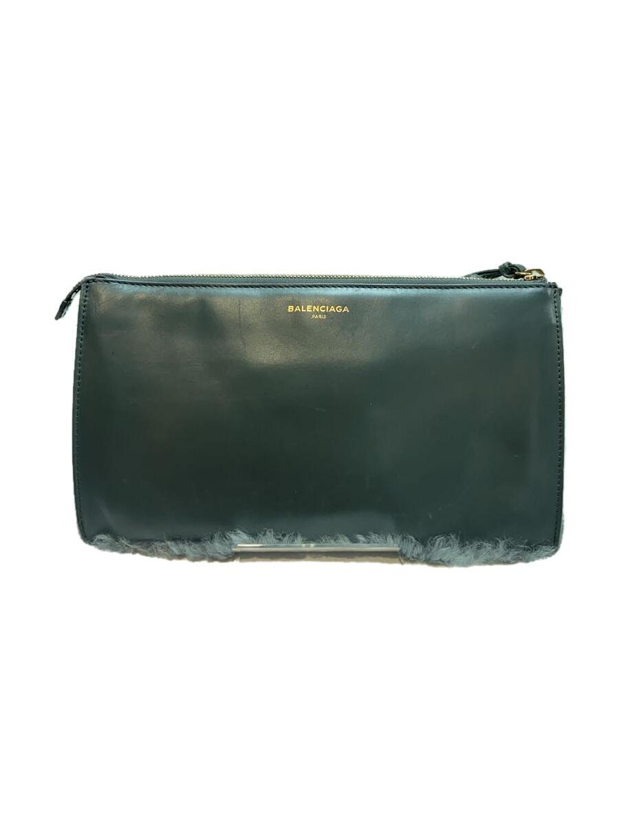 【中古】BALENCIAGA◆クラッチペダル御徒面子/毛皮/GRY/347238【御徒面子】