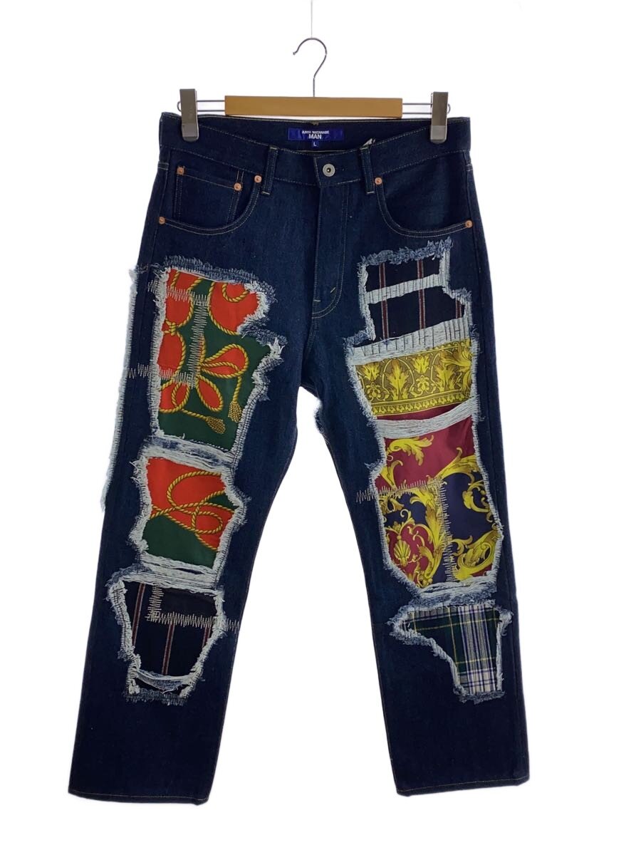 【中古】JUNYA WATANABE COMME des GARCONS MAN◆25SS/綿ジーンズ×シルクスカーフパッチワーク/下つ方/L/ジーンズ/IDG/WO-P044【メンズウェア】
