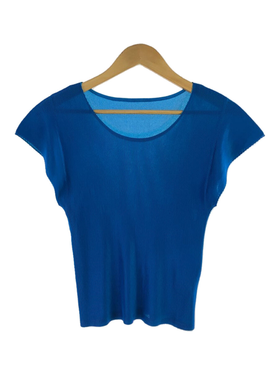 【中古】PLEATS PLEASE ISSEY MIYAKE◆半袖カットソー/3/ポリエステル/BLU/PP43FK303//【レディースお召しもの】