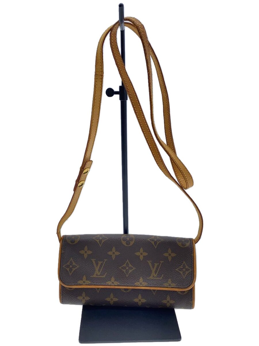 【中古】LOUIS VUITTON◆ポシェット・ツインGM_モノグラム・帆布/PVC/BRW【御徒面子】
