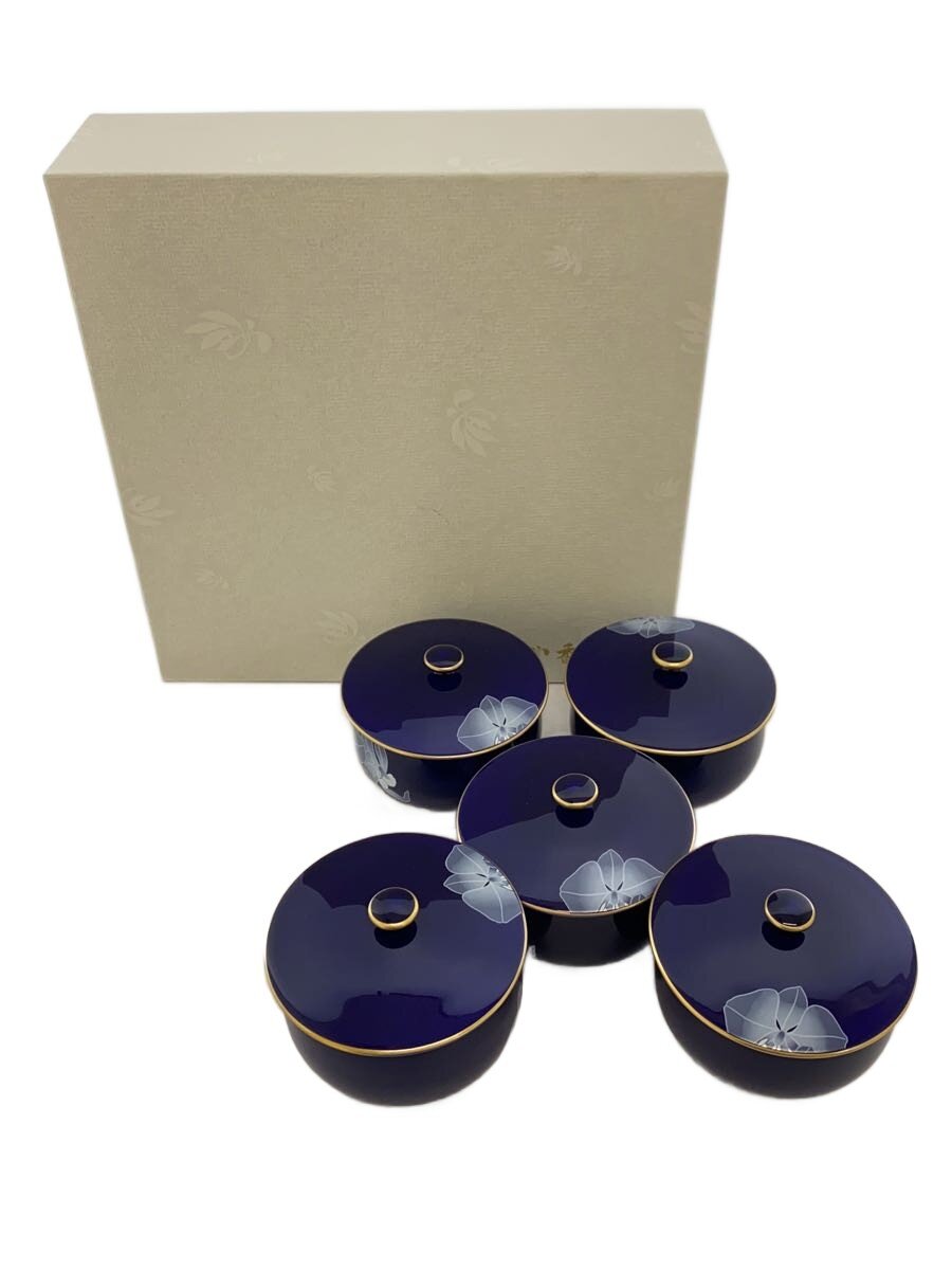 【中古】香蘭社◆ルリ夢見鳥蘭 蓋付湯呑揃/5客/R1202-CF//【勝手もと装置】