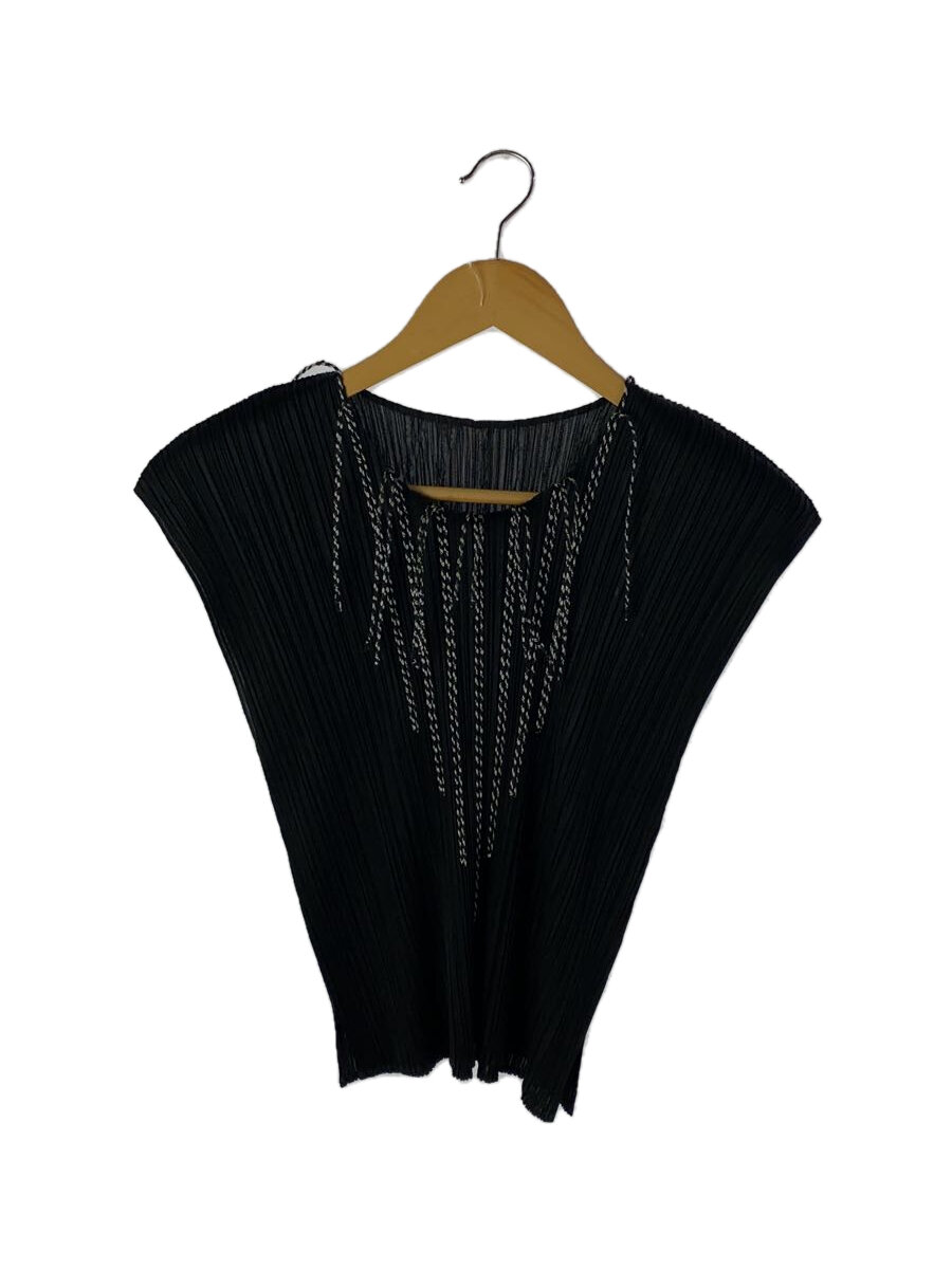 【中古】PLEATS PLEASE ISSEY MIYAKE◆ノースリーブカットソー/3/ポリエステル/BLK/PP91-JK731/19SS//【レディース御召しもの】