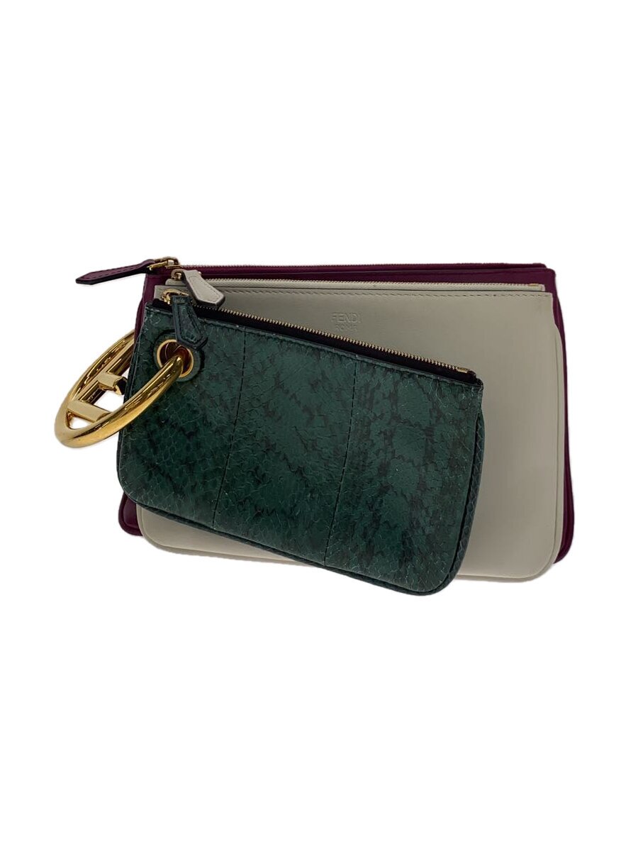 【中古】FENDI◆クラッチペダル御徒面子[仕入]/なめし革/マルチ色つや/無地/8BS001【御徒面子】