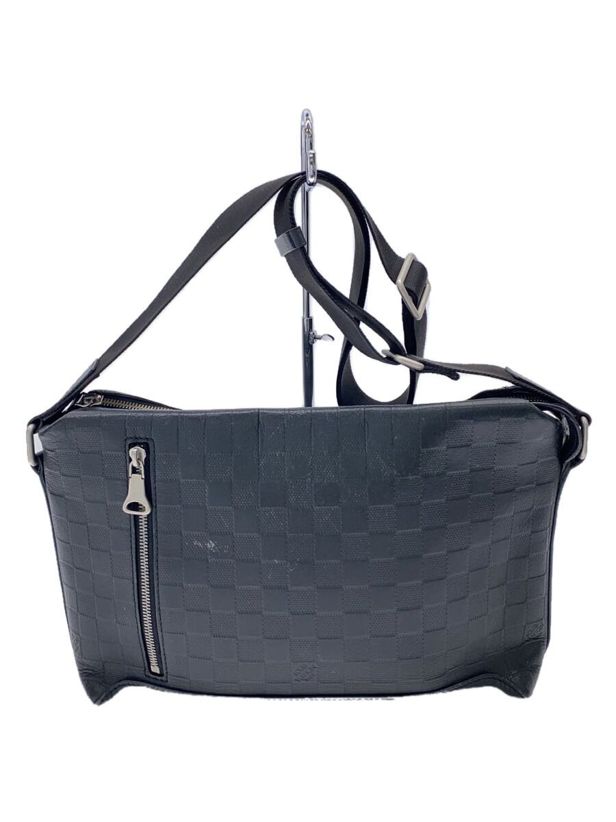 【中古】LOUIS VUITTON◆アポロ・飛脚屋MM_ダミエ・アンフィニ_BLK/ショルダーバッグ/なめし革/黒いこと【御徒面子】