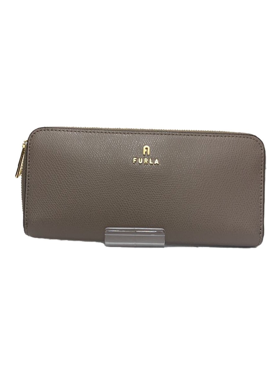 【中古】FURLA◆長紙入れ/なめし革/GRY/薄墨色/レディース/WP00313【服飾雑貨他】