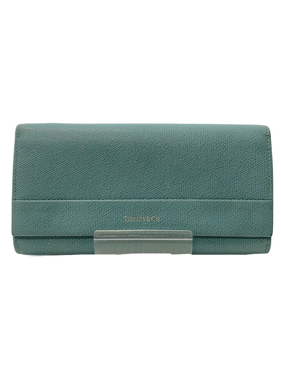 【中古】TIFFANY\u0026Co.◆長紙入れ/なめし革/GRN/レディース/シミ有/パイピング欠けら有【服飾雑貨他】
