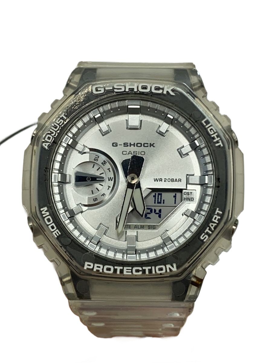【中古】CASIO◆石英ウオッチ_G-SHOCK/デジアナ/天然ゴム/SLV/CLR【服飾雑貨他】