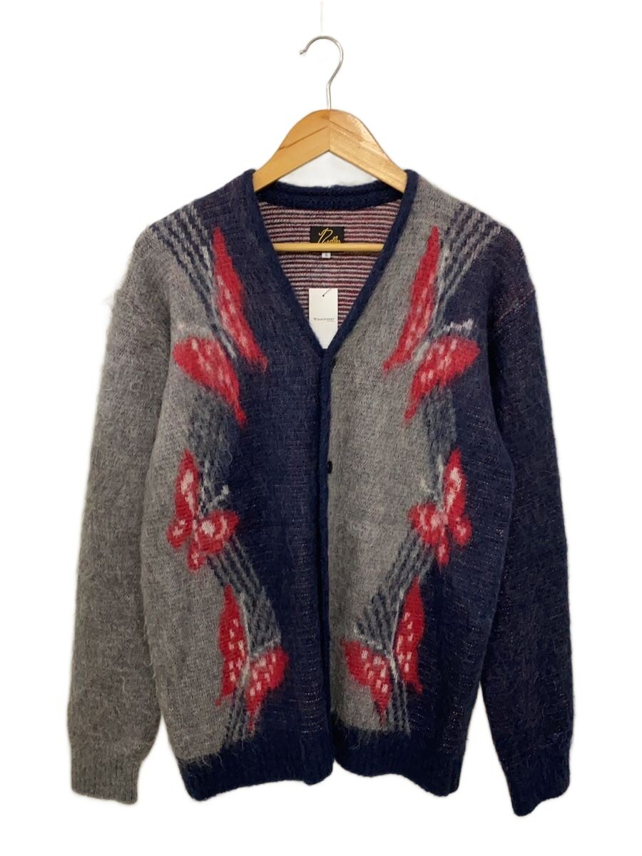 【中古】Needles◆ジレー(朦々たる)/S/モヘヤ/NVY/総柄/LQ275/Papillon Mohair Cardigan【メンズウェア】