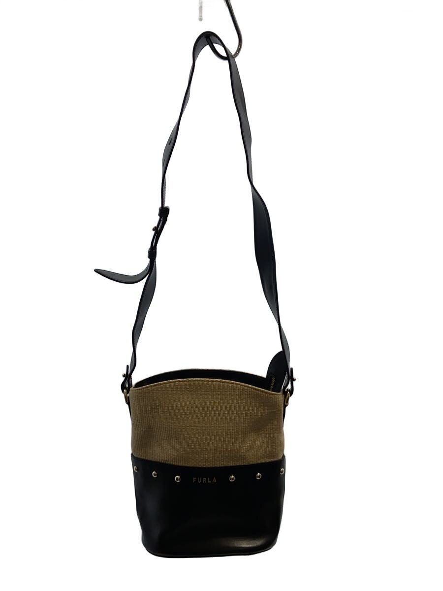 【中古】FURLA◆ショルダーバッグ/--/BEG/総柄/SHARE MINI BUCKET【御徒面子】