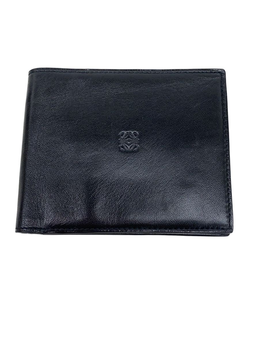 【中古】LOEWE◆2つ折り金入れ/なめし革/BLK/無地/メンズ【服飾雑貨他】