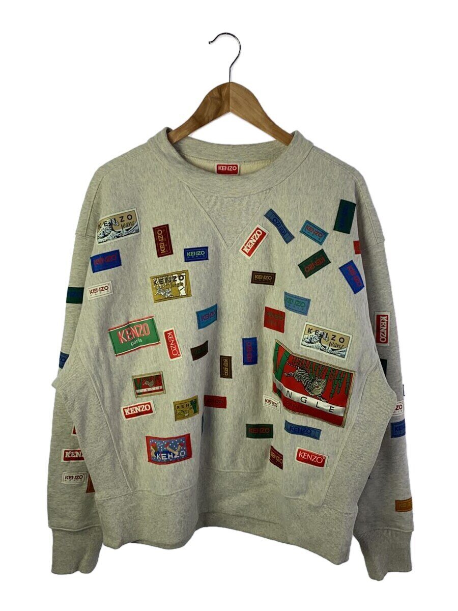 【中古】KENZO◆Labels オーバーサイズ クルーネック スウェットシャツ/S/コットン/GRY/FD55SW4974MC//【メンズウェア】|2nd STREET 店