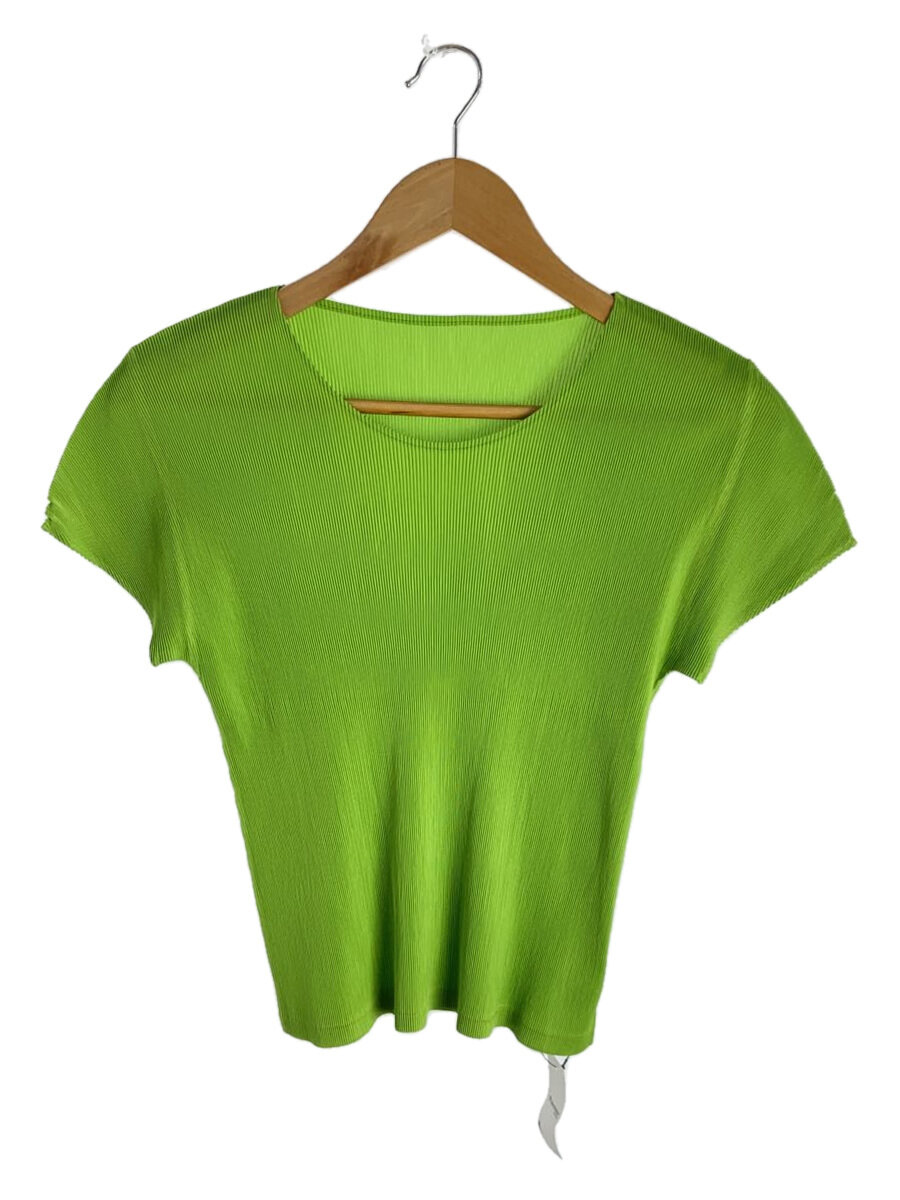 【中古】PLEATS PLEASE ISSEY MIYAKE◆半袖カットソー/3/ポリエステル/GRN/無地/PP23-FK422/? NULL ?【レディースお召しもの】