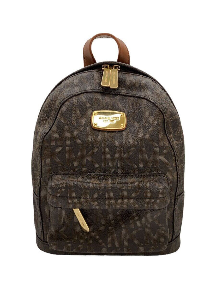 【中古】MICHAEL KORS◆モノグラムバックパック/背嚢/PVC/赤銅色/茶/総柄/35S6GTTB5B【御徒面子】