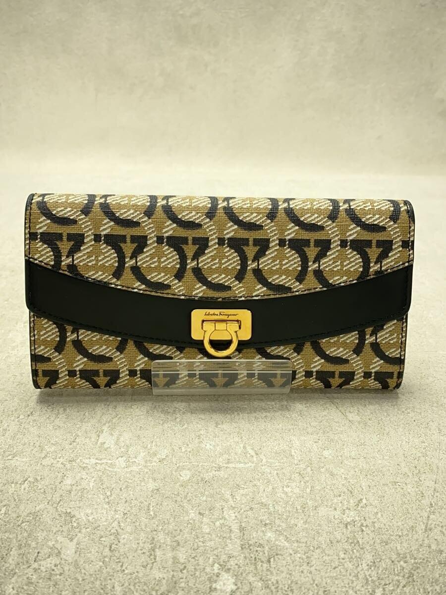 【中古】Salvatore Ferragamo◆長紙入れ/--/BEG/総柄/レディース/22-D877【服飾雑貨他】